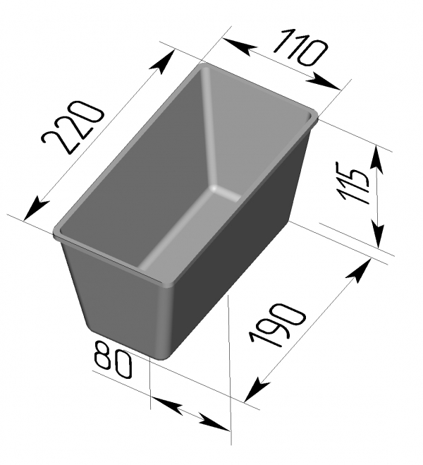 Хлебная форма прямоугольная №7 (220х110х115 мм)