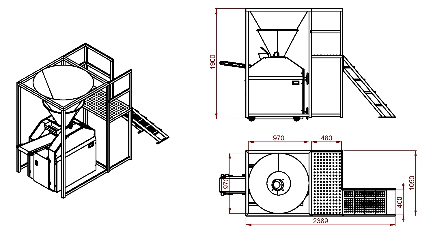 Предбункер для тестоделителя Porlanmaz PMVD 2000