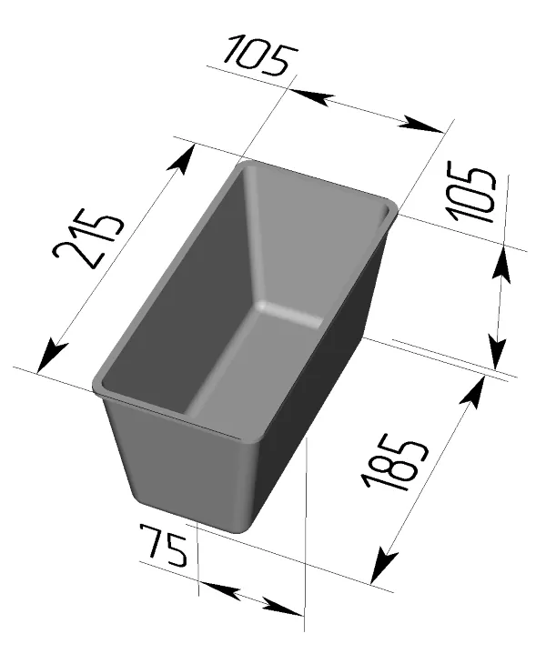 Хлебная форма прямоугольная №10 (215х105х105 мм)