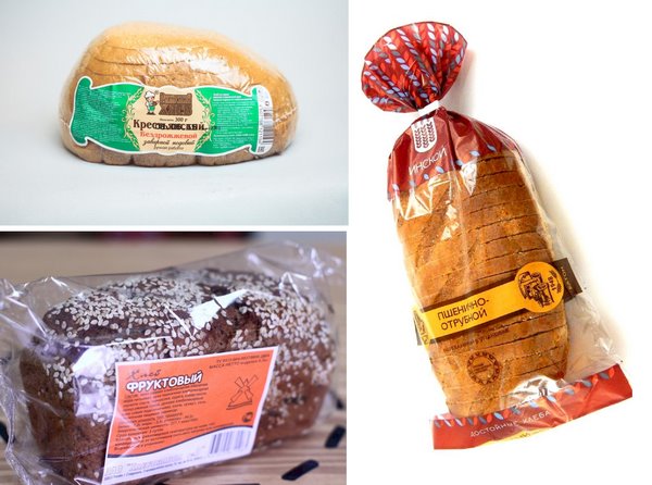 На фото – разные способы нанесения маркировки на упакованный хлеб